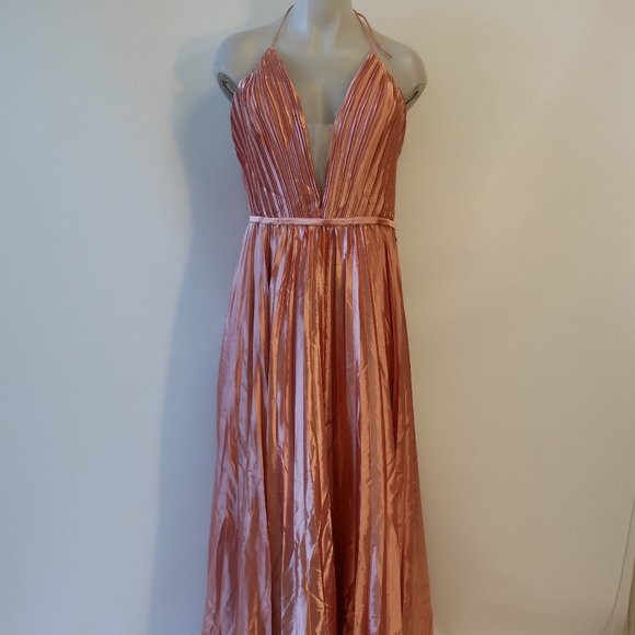 NWT Womens Ieena Mac Duggal Pink Strappy Pleated Plus Size Gown Dress 20 - Picture 4 of 15
